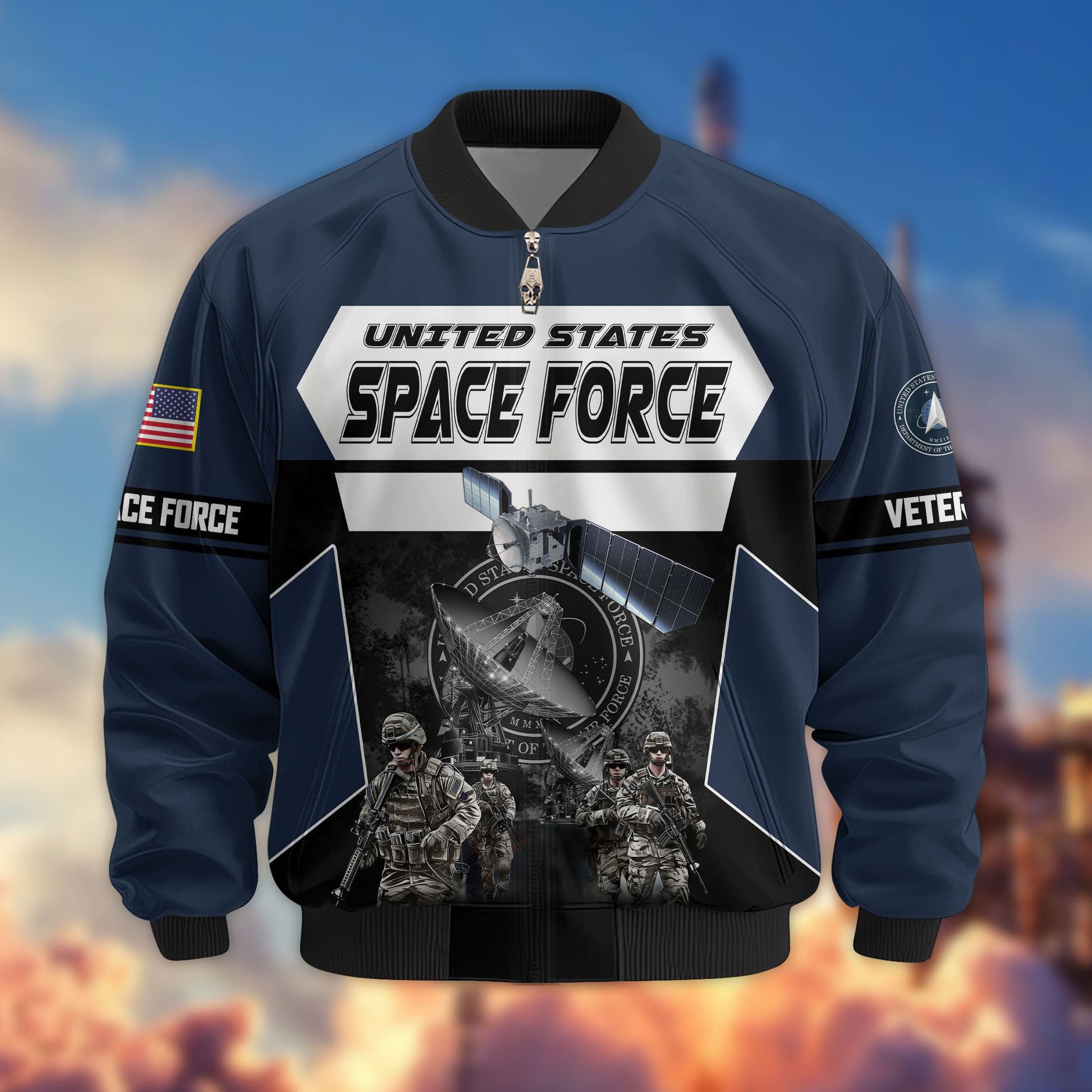 Premium US Veterans Bomber Jacket ATTN091021, Gifts For US Veterans, Gifts On Father's Day, Veterans Day.