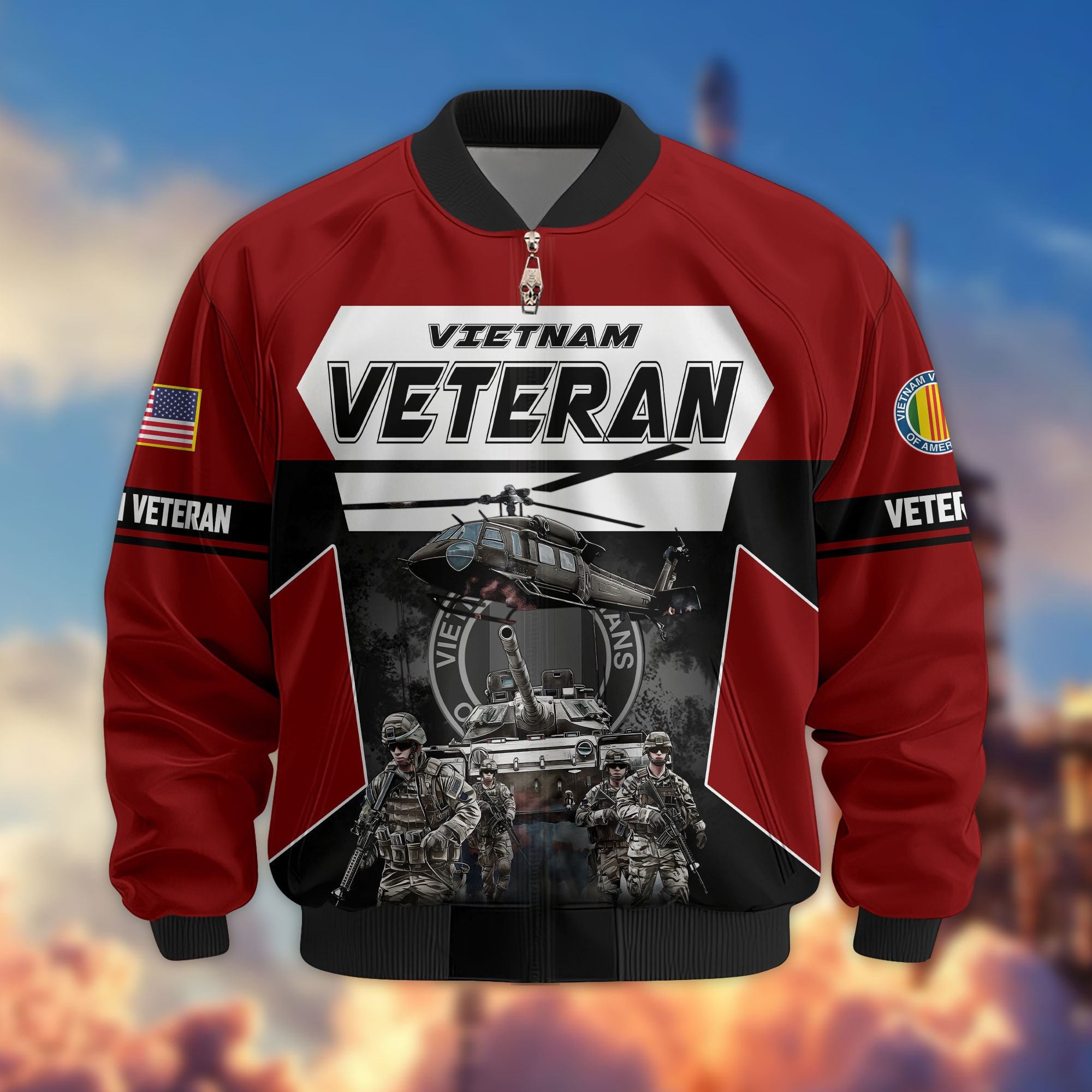 Premium US Veterans Bomber Jacket ATTN091021, Gifts For US Veterans, Gifts On Father's Day, Veterans Day.