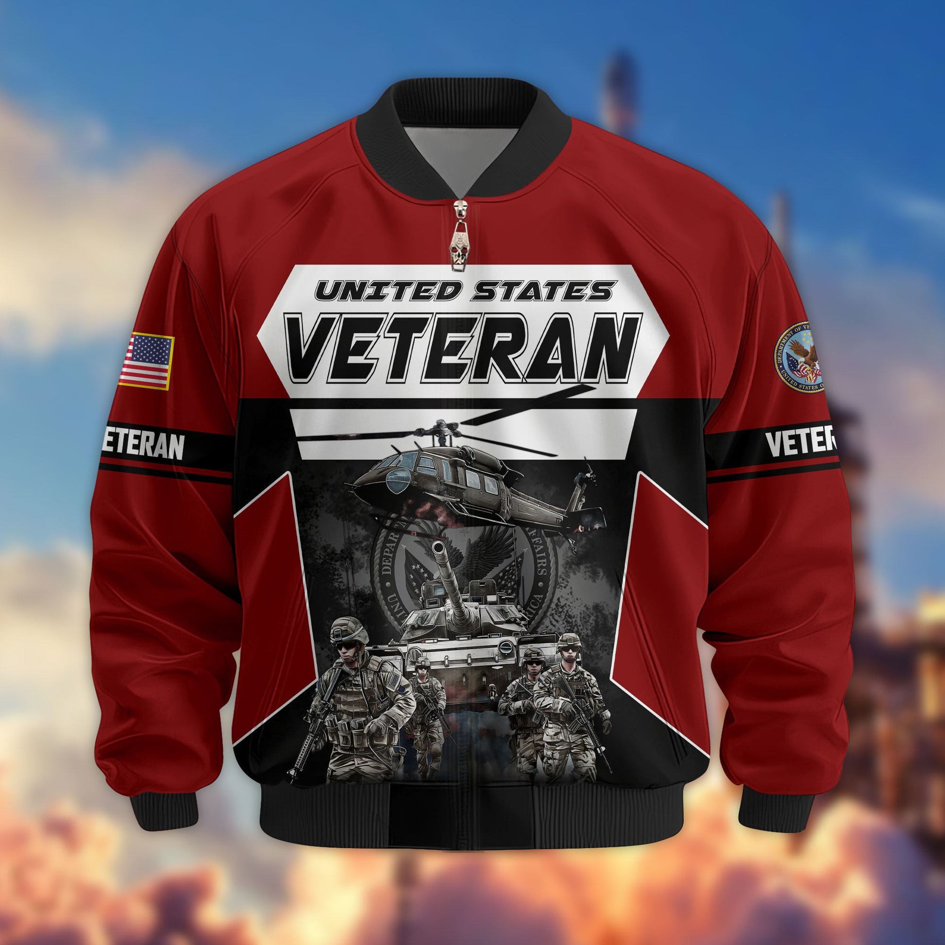 Premium US Veterans Bomber Jacket ATTN091021, Gifts For US Veterans, Gifts On Father's Day, Veterans Day.