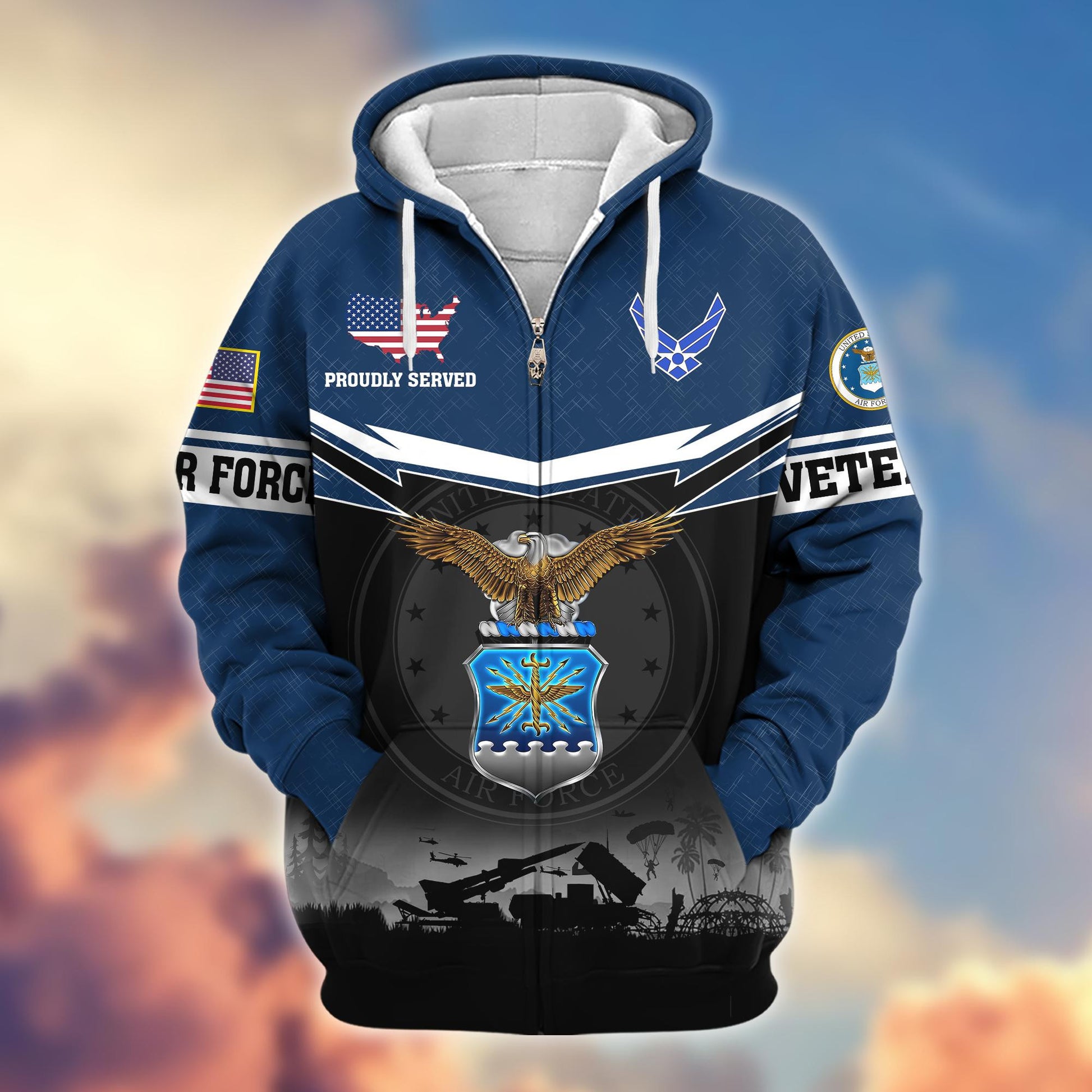 Premium US Veterans Zip Hoodie BPHN131011, Gifts For US Veterans, Gifts On Father's Day, Veterans Day.
