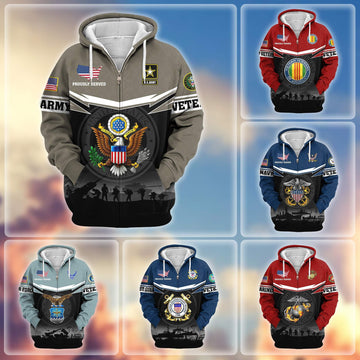 Premium US Veterans Zip Hoodie BPHN131011, Gifts For US Veterans, Gifts On Father's Day, Veterans Day.