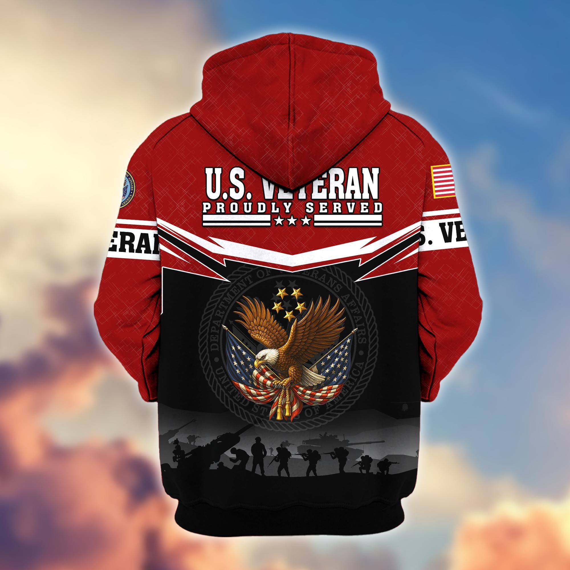 Premium US Veterans Zip Hoodie BPHN131011, Gifts For US Veterans, Gifts On Father's Day, Veterans Day.