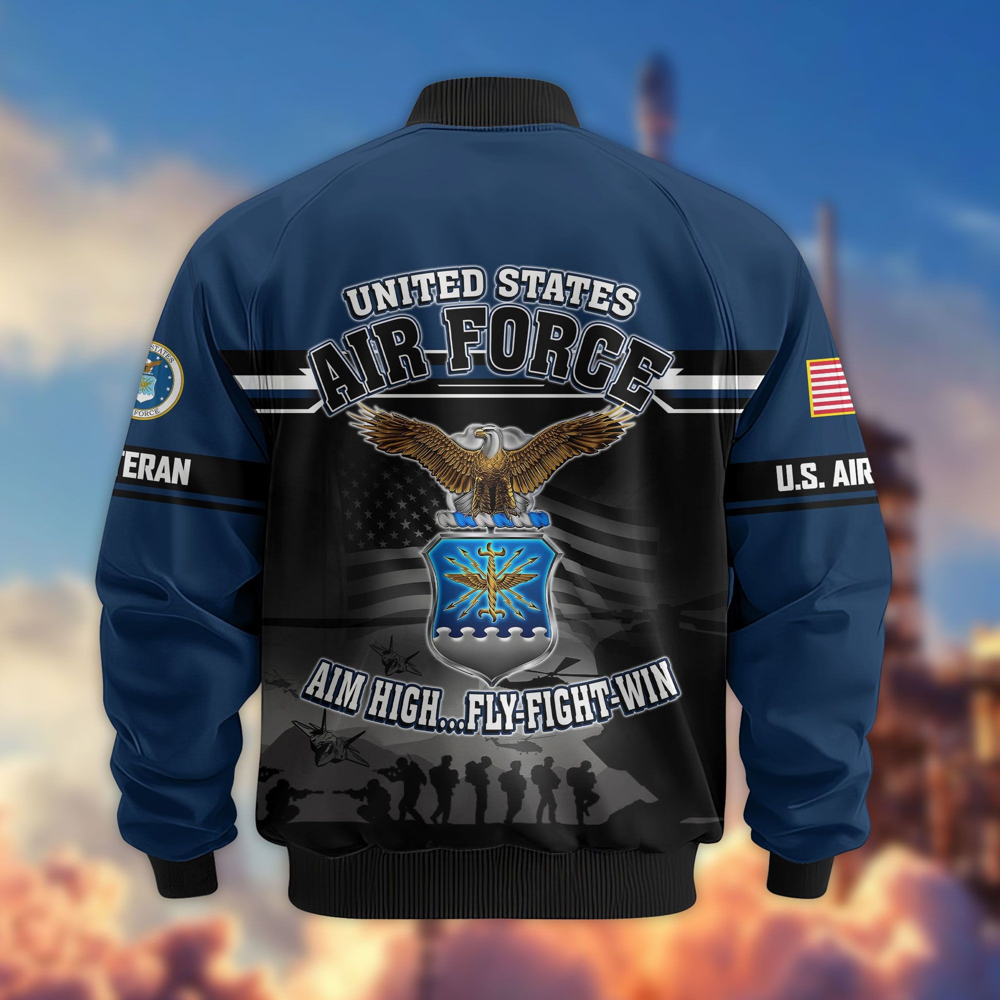 Premium US Veterans Bomber Jacket ATTN091022, Gifts For US Veterans, Gifts On Father's Day, Veterans Day.