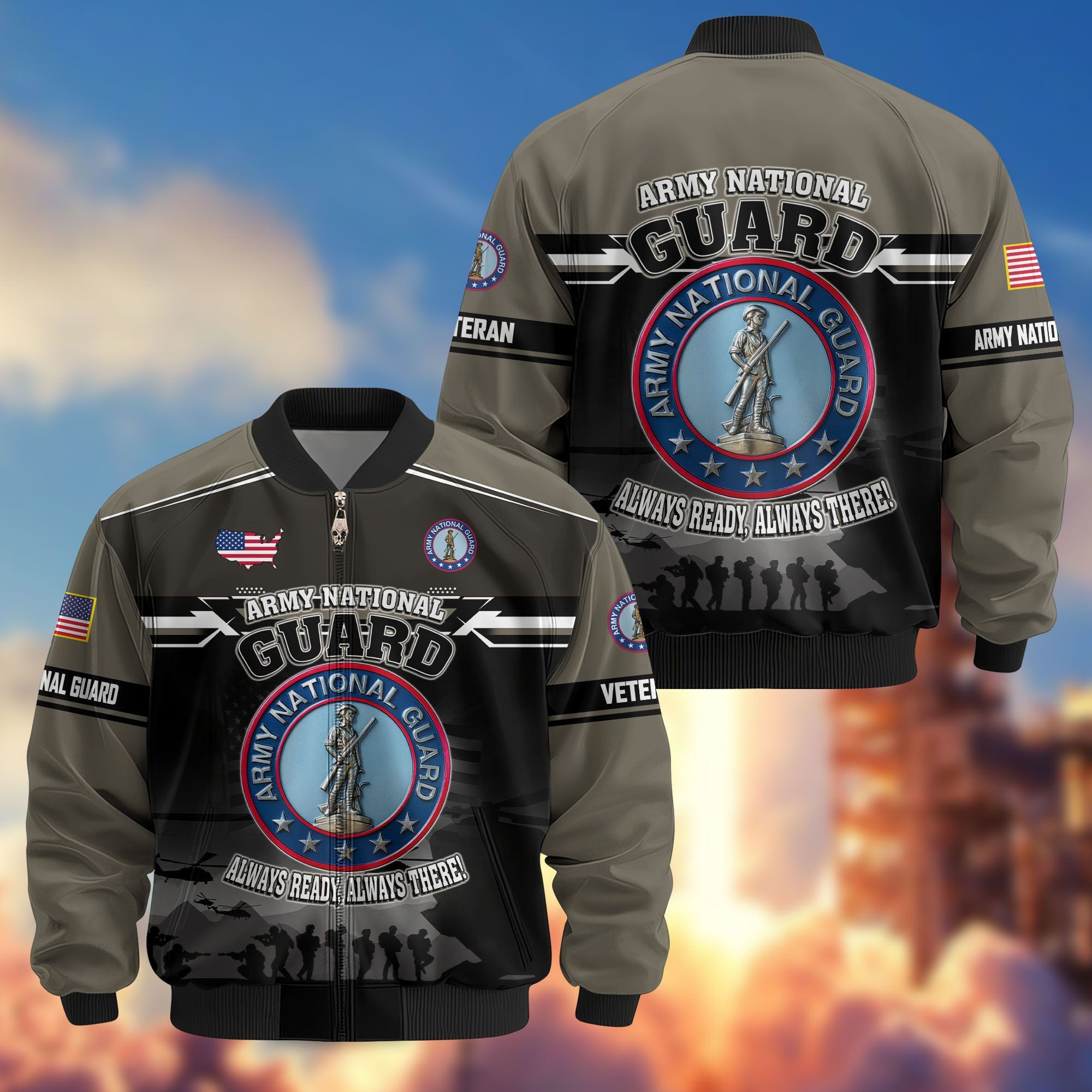 Premium US Veterans Bomber Jacket ATTN091022, Gifts For US Veterans, Gifts On Father's Day, Veterans Day.