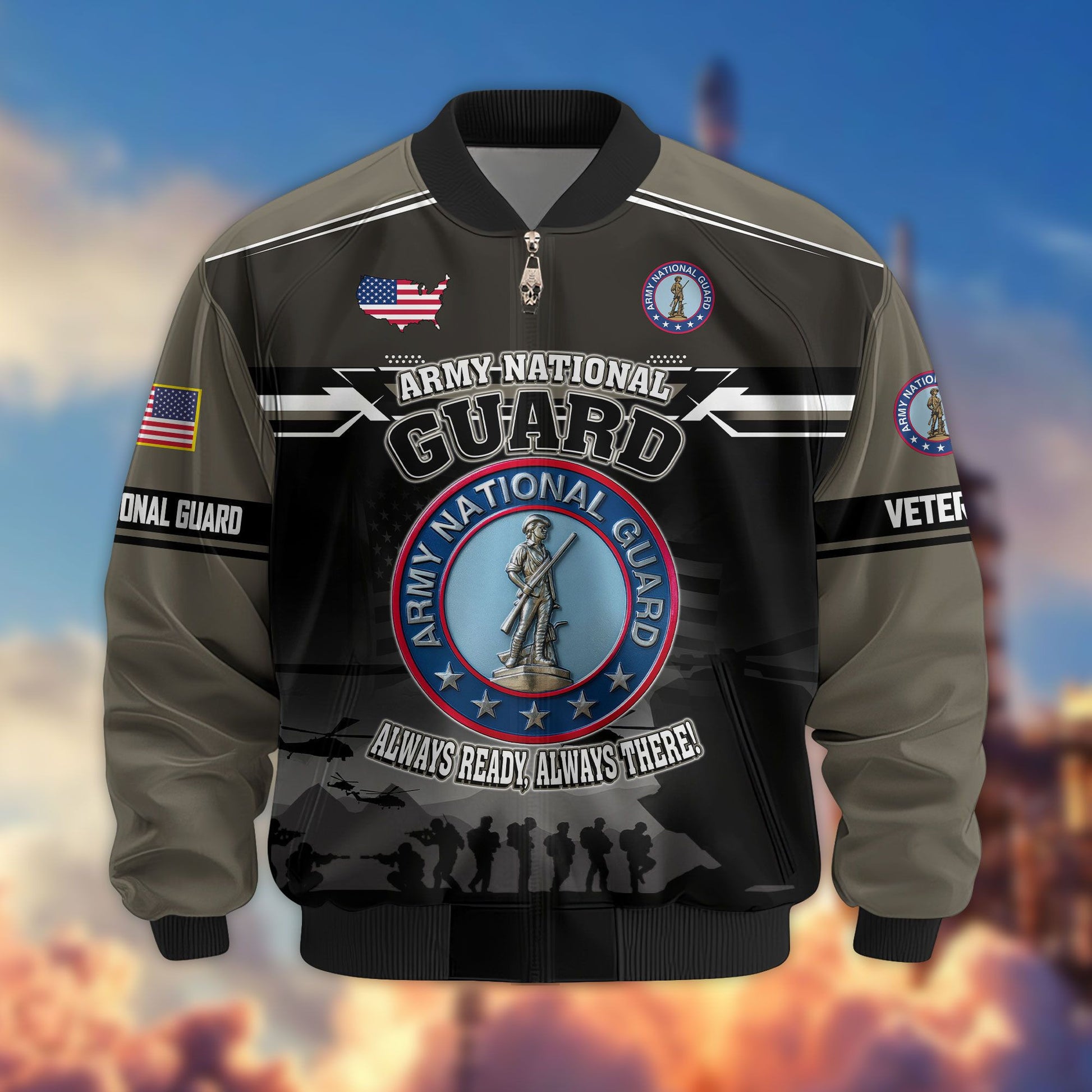 Premium US Veterans Bomber Jacket ATTN091022, Gifts For US Veterans, Gifts On Father's Day, Veterans Day.
