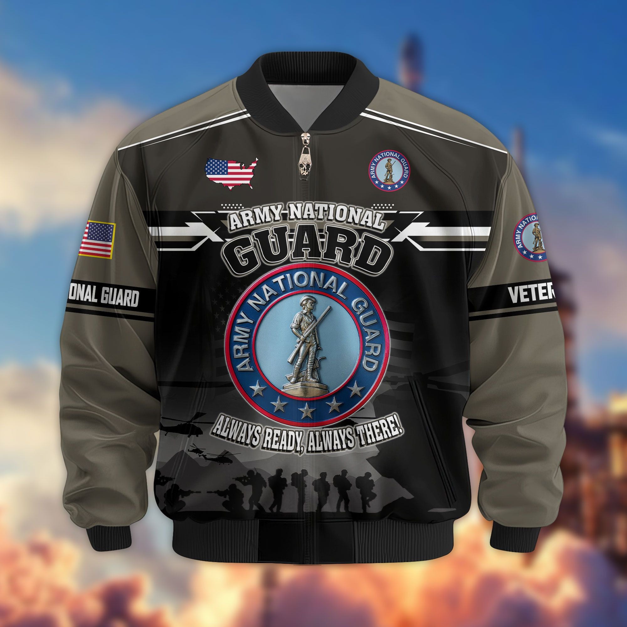 Premium US Veterans Bomber Jacket ATTN091022, Gifts For US Veterans, Gifts On Father's Day, Veterans Day.