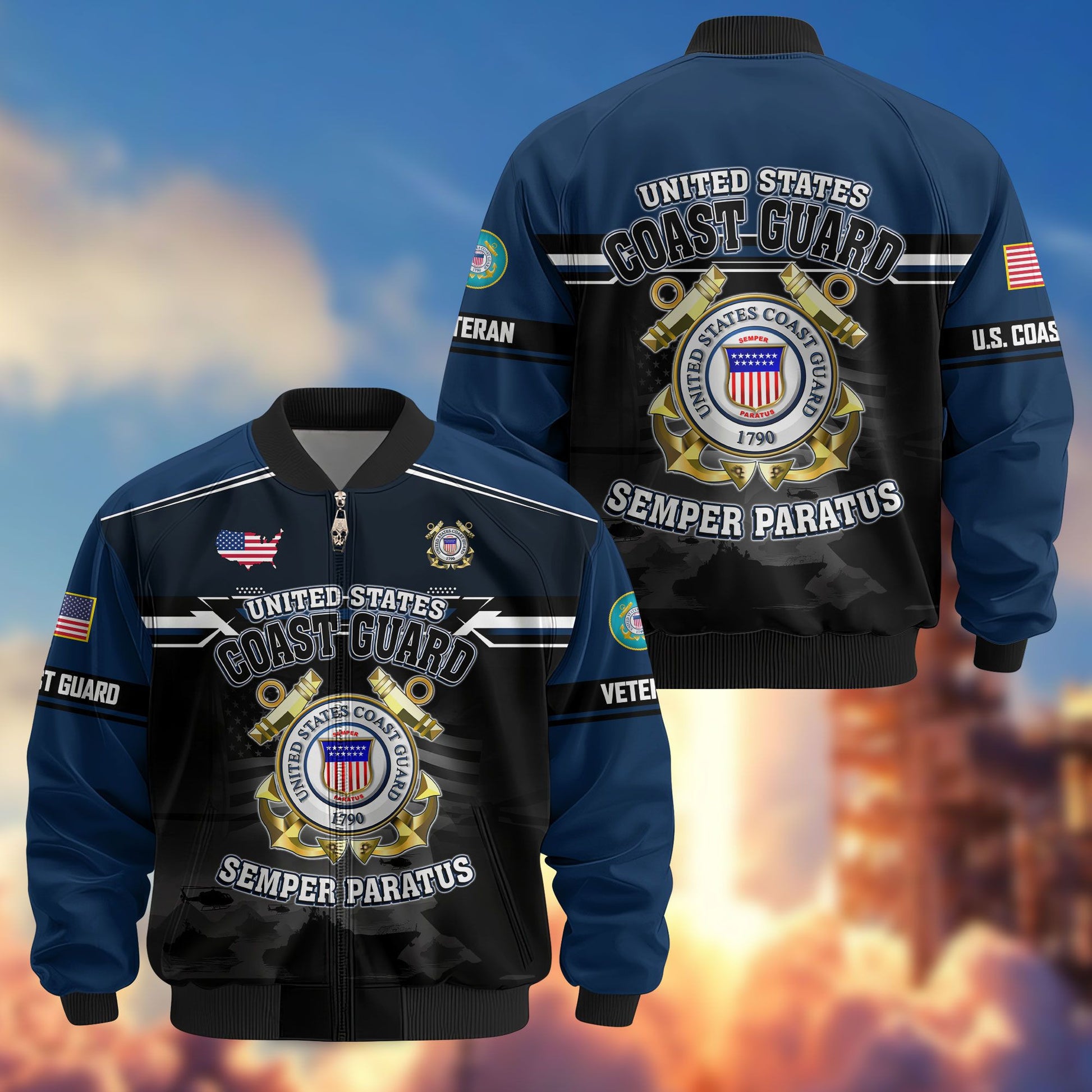 Premium US Veterans Bomber Jacket ATTN091022, Gifts For US Veterans, Gifts On Father's Day, Veterans Day.