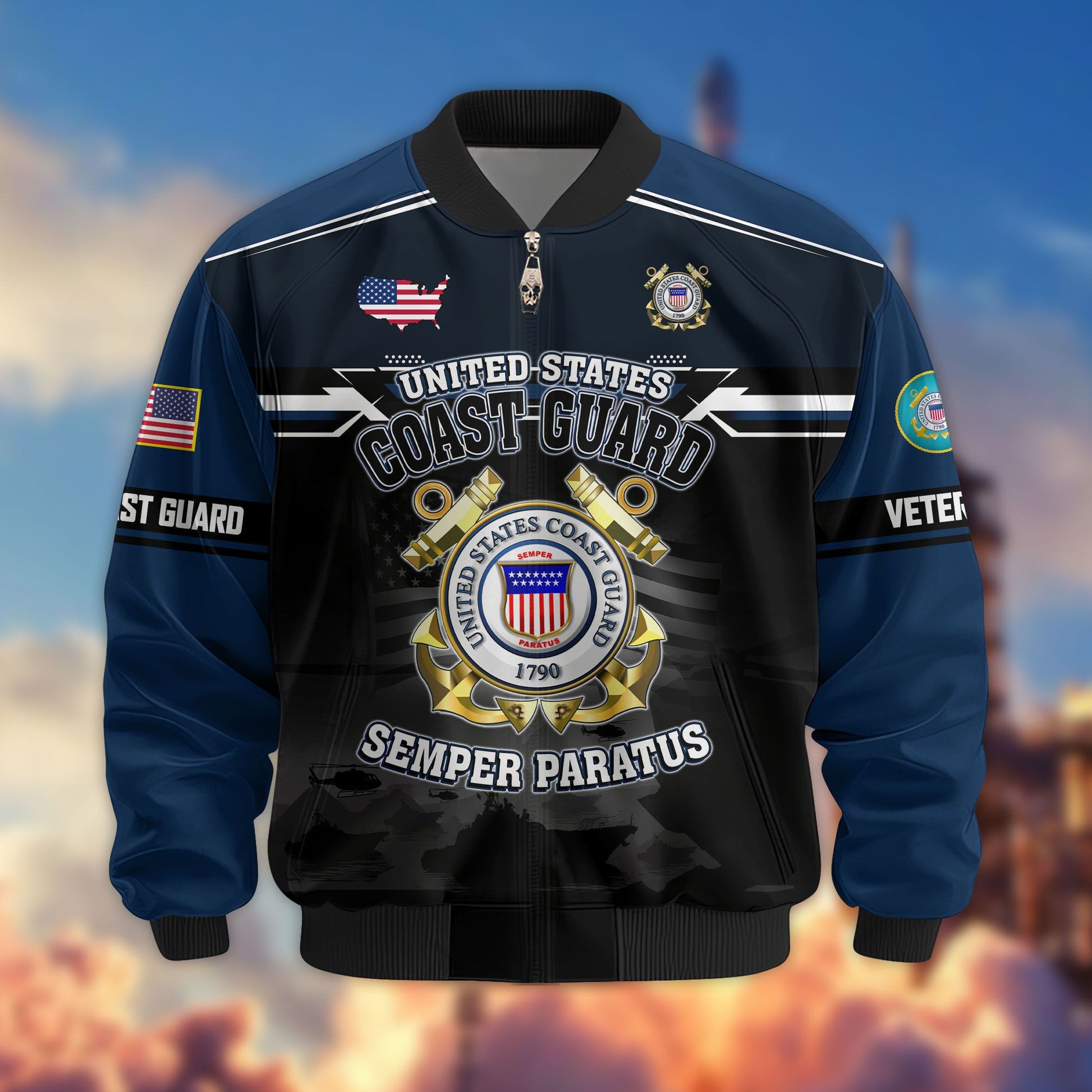 Premium US Veterans Bomber Jacket ATTN091022, Gifts For US Veterans, Gifts On Father's Day, Veterans Day.