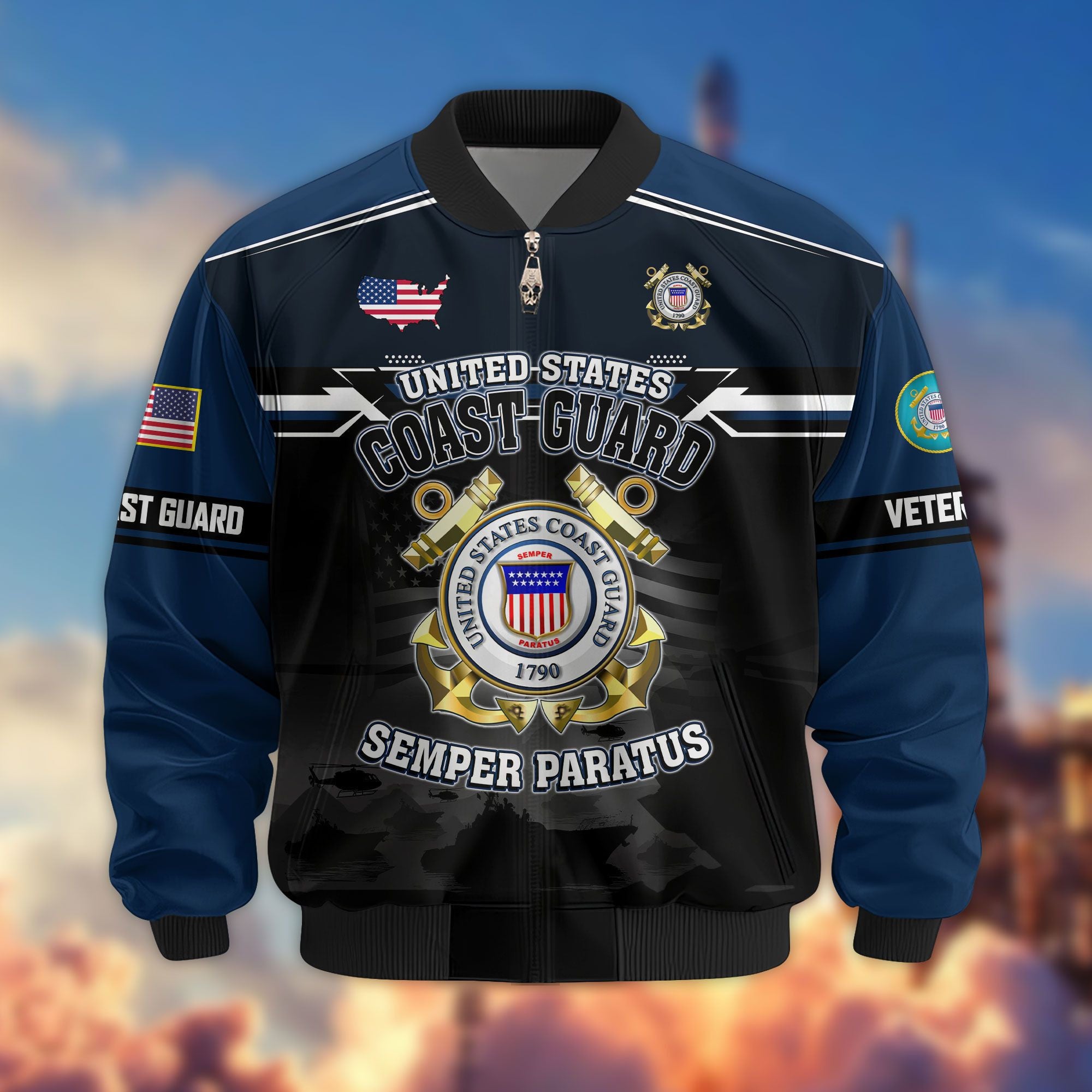 Premium US Veterans Bomber Jacket ATTN091022, Gifts For US Veterans, Gifts On Father's Day, Veterans Day.