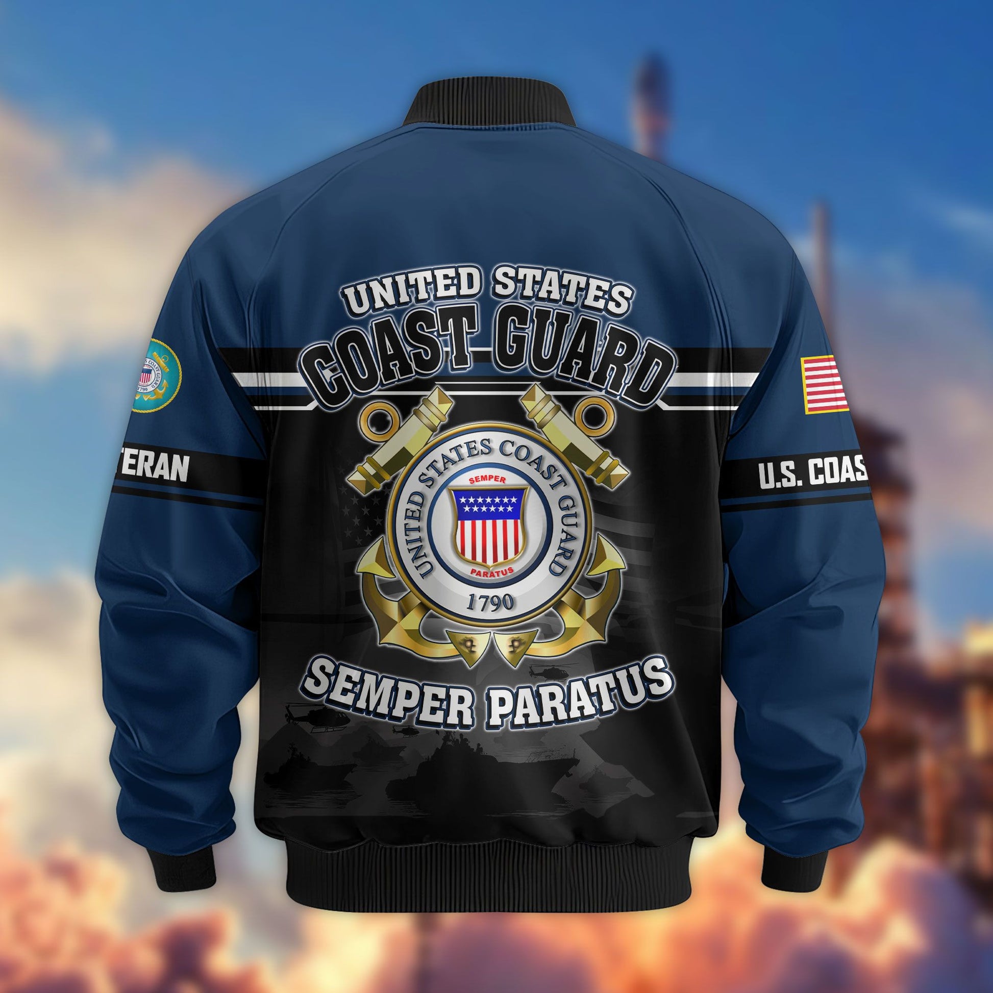 Premium US Veterans Bomber Jacket ATTN091022, Gifts For US Veterans, Gifts On Father's Day, Veterans Day.