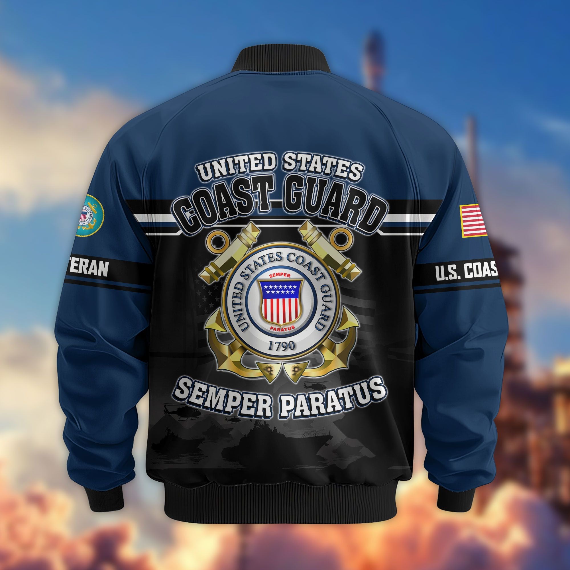 Premium US Veterans Bomber Jacket ATTN091022, Gifts For US Veterans, Gifts On Father's Day, Veterans Day.