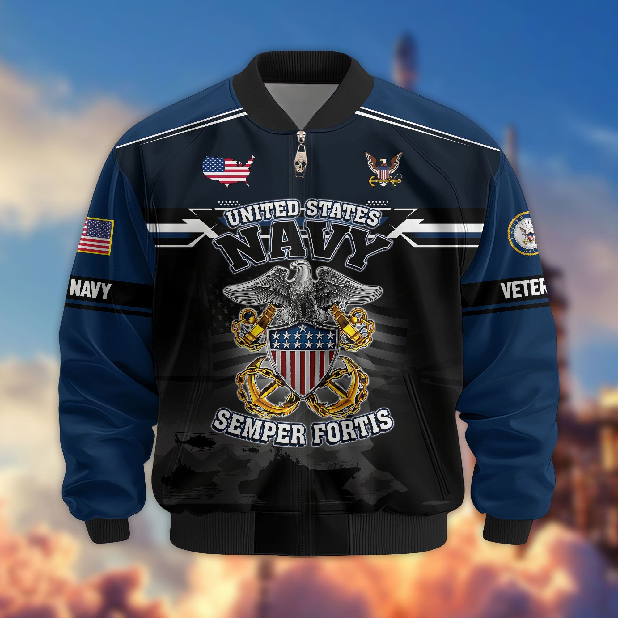 Premium US Veterans Bomber Jacket ATTN091022, Gifts For US Veterans, Gifts On Father's Day, Veterans Day.