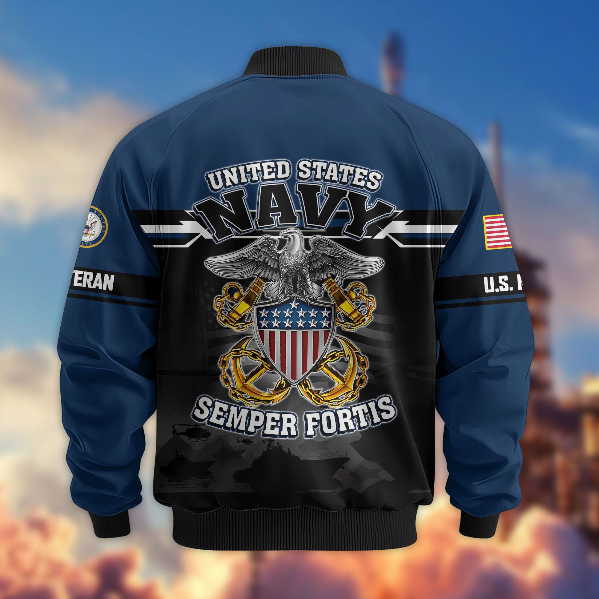 Premium US Veterans Bomber Jacket ATTN091022, Gifts For US Veterans, Gifts On Father's Day, Veterans Day.