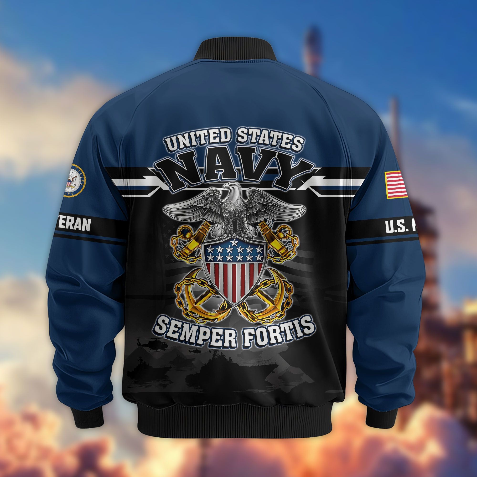 Premium US Veterans Bomber Jacket ATTN091022, Gifts For US Veterans, Gifts On Father's Day, Veterans Day.