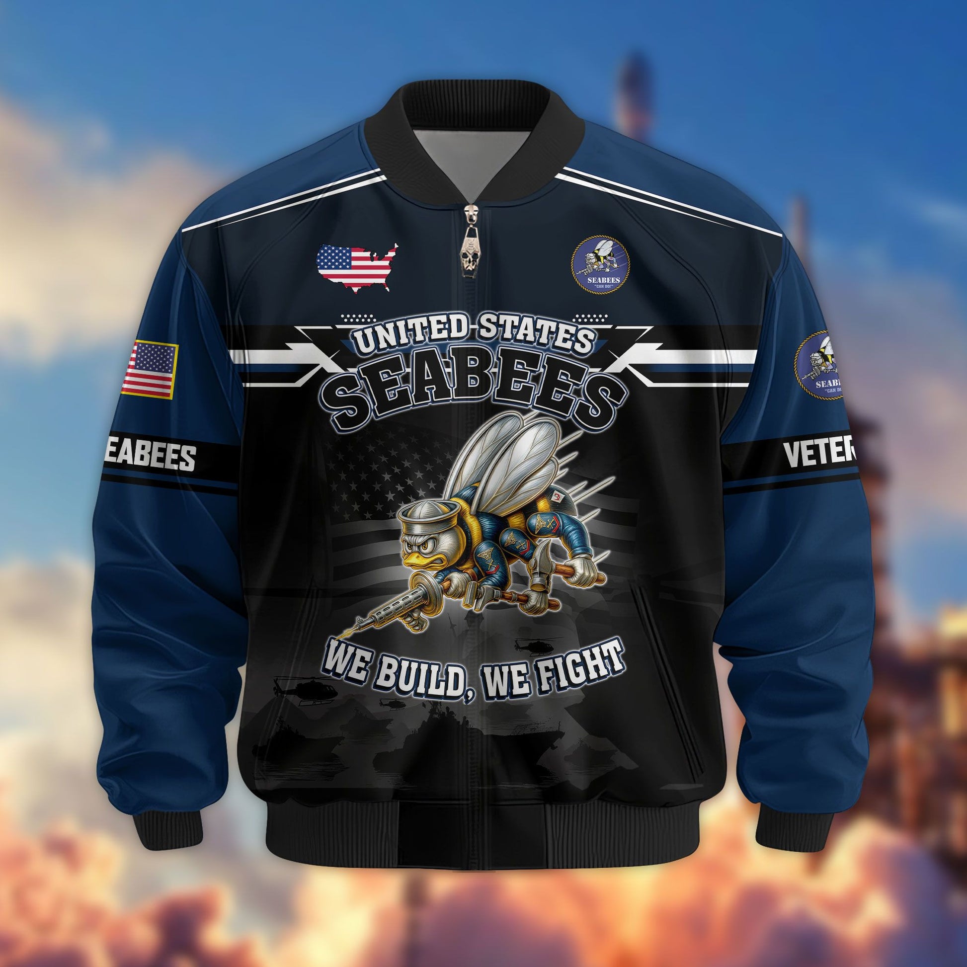 Premium US Veterans Bomber Jacket ATTN091022, Gifts For US Veterans, Gifts On Father's Day, Veterans Day.