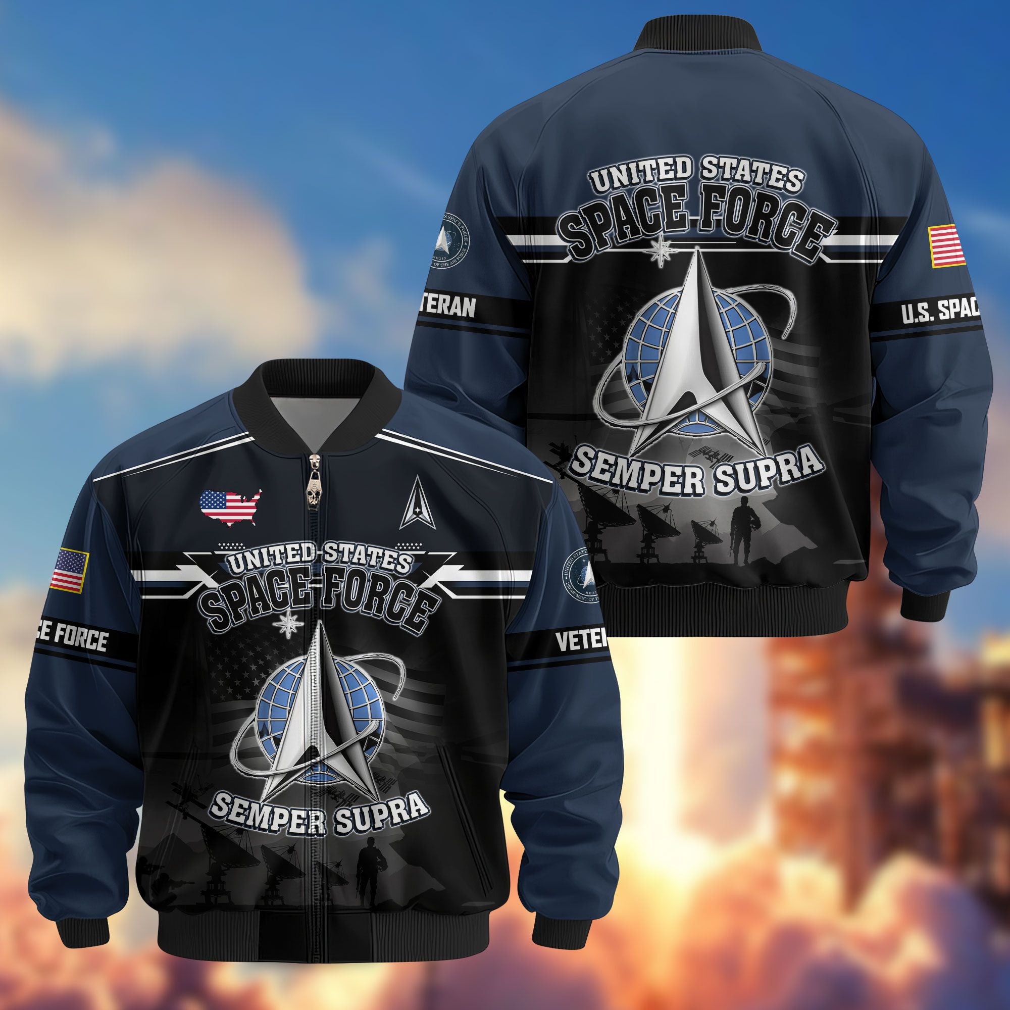 Premium US Veterans Bomber Jacket ATTN091022, Gifts For US Veterans, Gifts On Father's Day, Veterans Day.