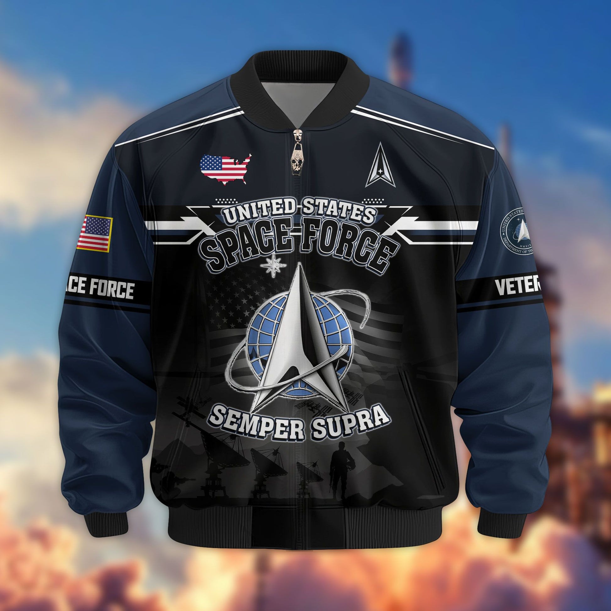 Premium US Veterans Bomber Jacket ATTN091022, Gifts For US Veterans, Gifts On Father's Day, Veterans Day.