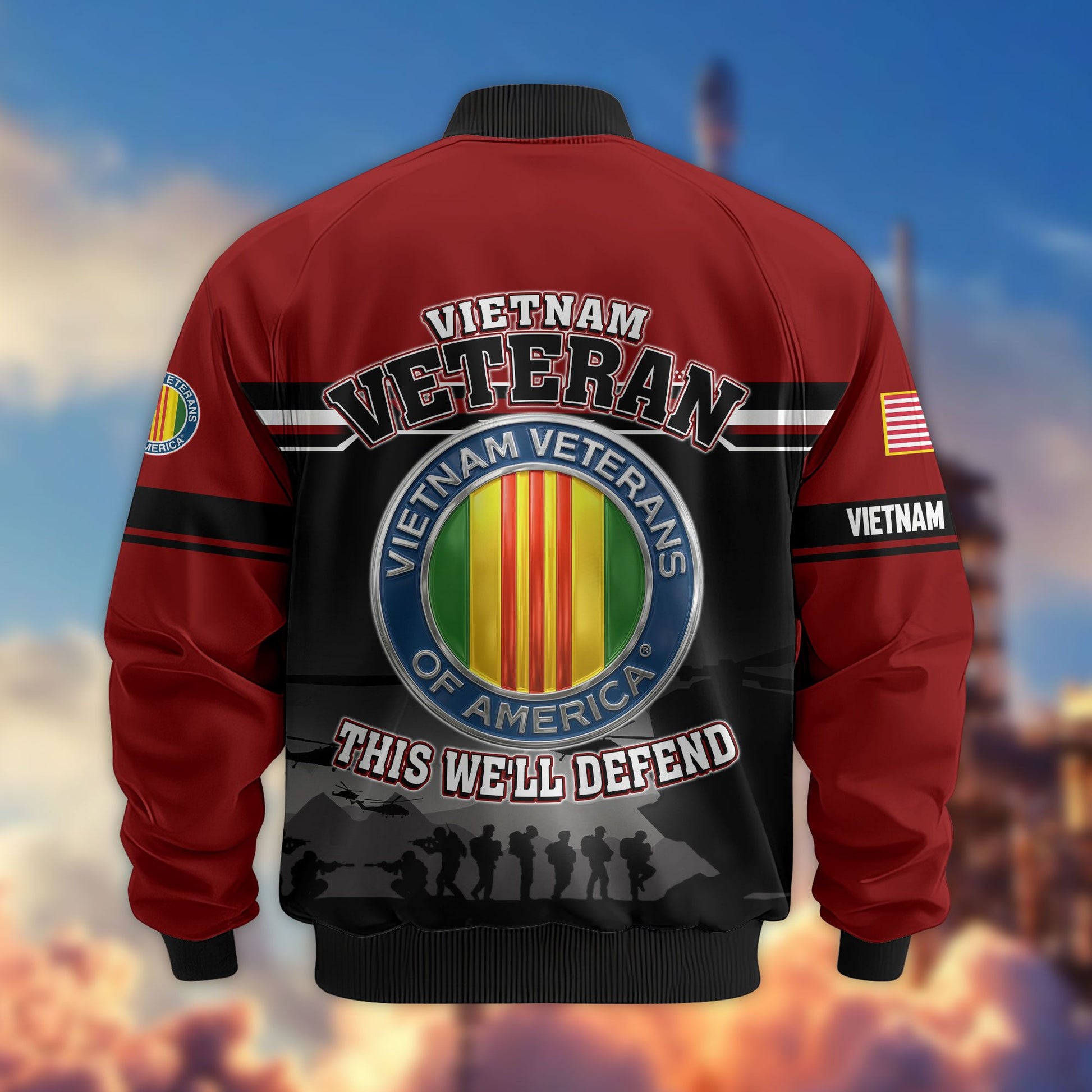 Premium US Veterans Bomber Jacket ATTN091022, Gifts For US Veterans, Gifts On Father's Day, Veterans Day.