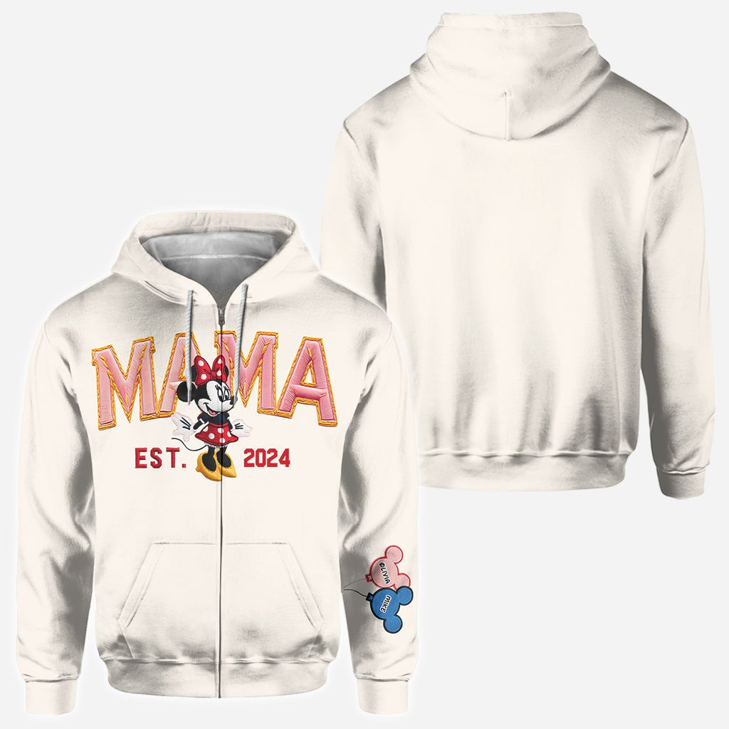 Premium DSN Personalized Mama Sweatshirt with Cute Cartoon Character – Custom Kids Name Balloons – Mother’s Day Gift, Mom Est. 2024 2025 2026 Sweater
