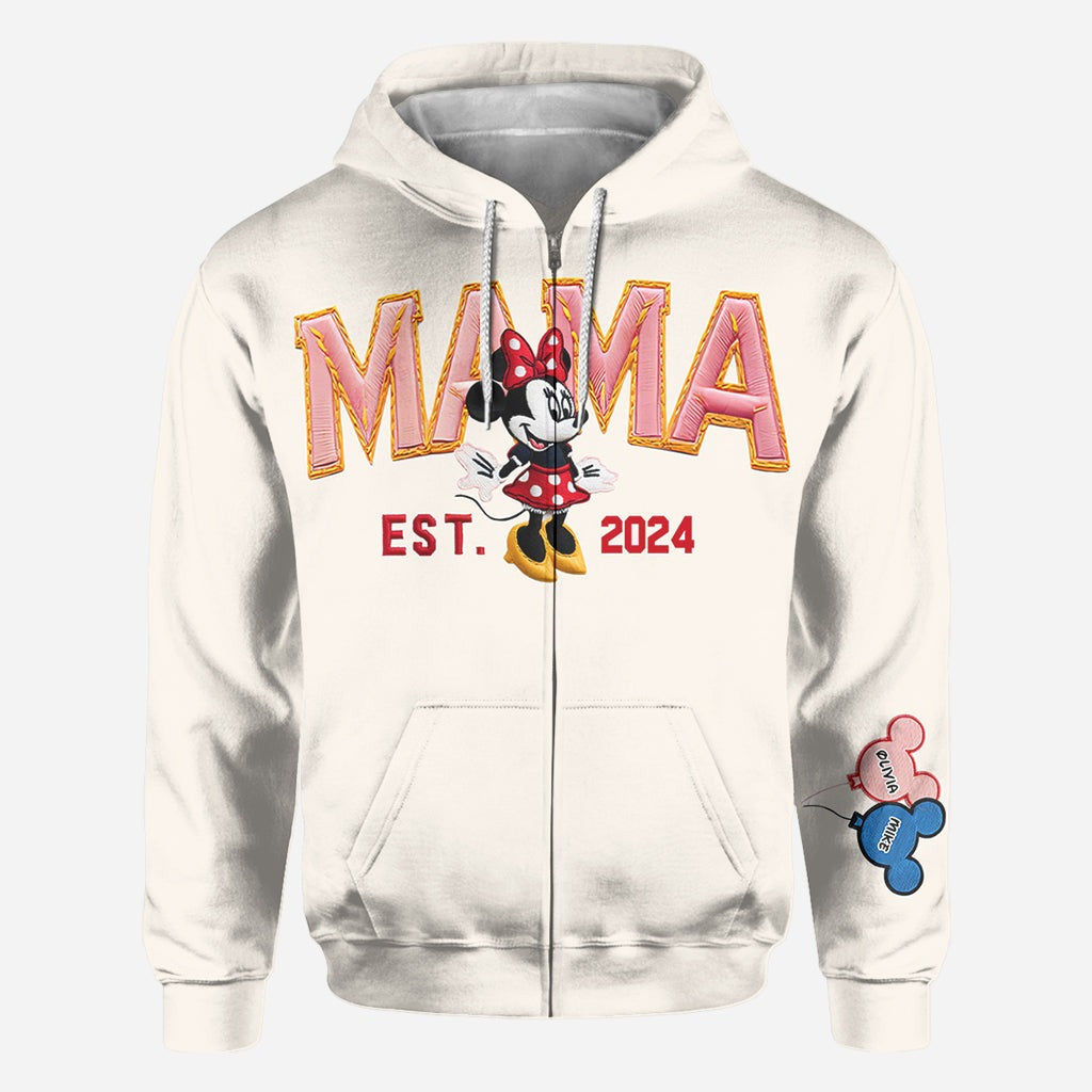 Premium DSN Personalized Mama Sweatshirt with Cute Cartoon Character – Custom Kids Name Balloons – Mother’s Day Gift, Mom Est. 2024 2025 2026 Sweater