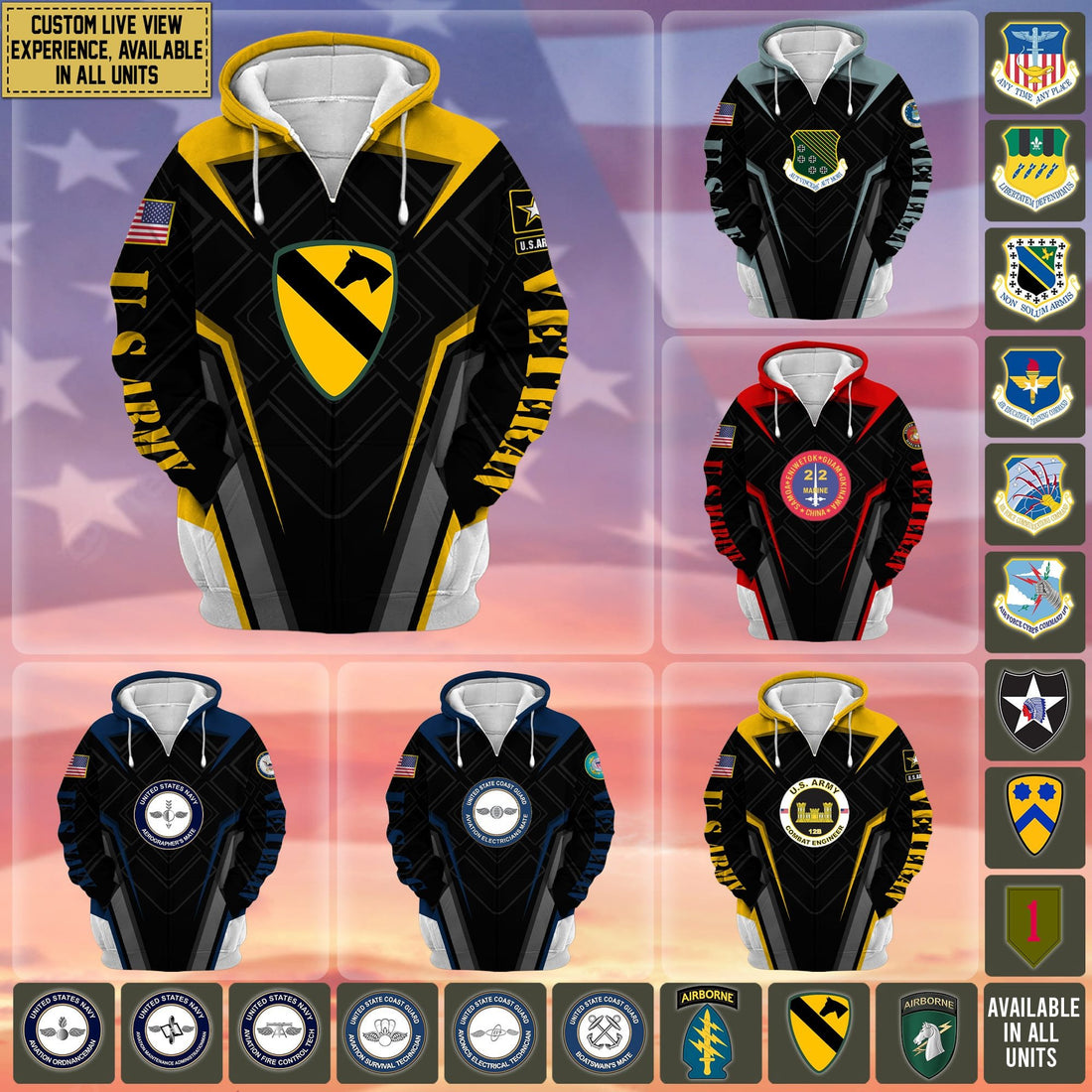 Premium Custom Unit US Veteran Zip Hoodie APVC170801